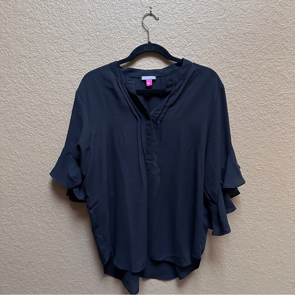 Vince Camuto Black Flutter Sleeve Blouse